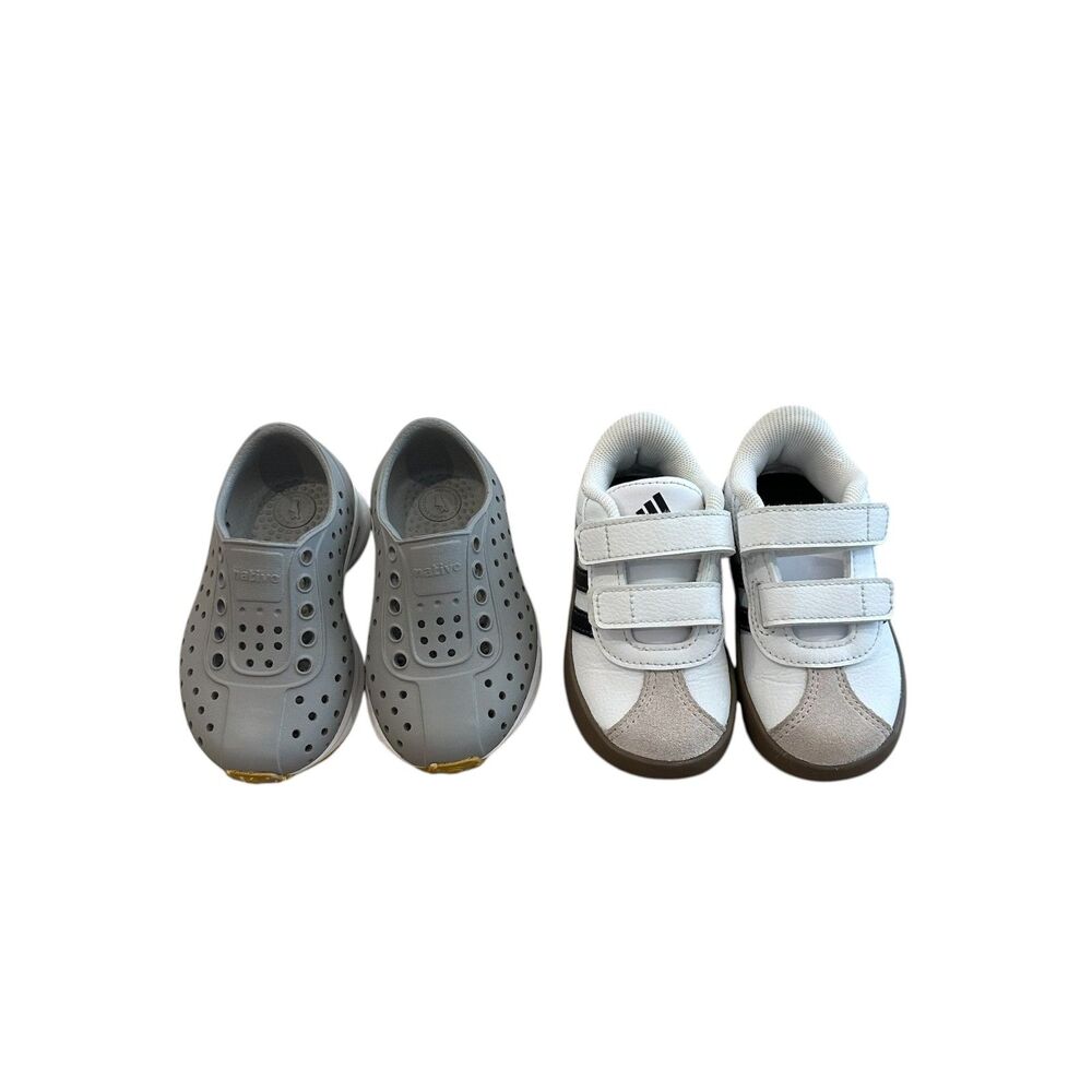 Adidas VL Court Size 5K and Native Shoes Robbie Size C5 - Size 12-18 Months